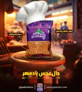 دال عدس بستهبندی شده پادمهر برای پخت عدسی مجلسی و سوپ دال عدس